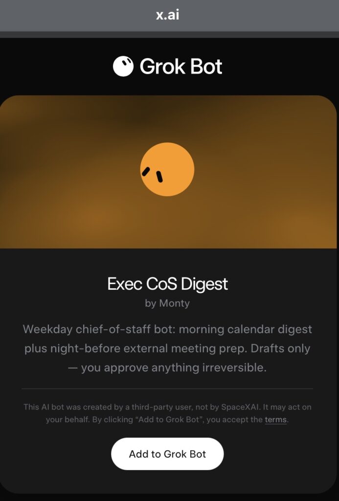 Exec CoS Digest Add to Grok Bot