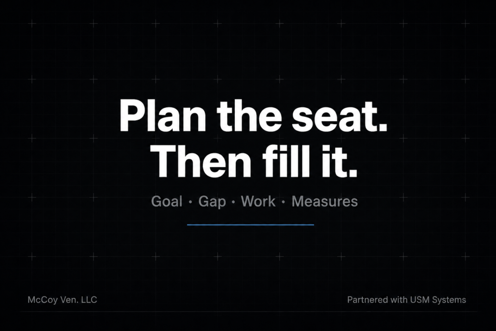 Plan the seat. Then fill it.